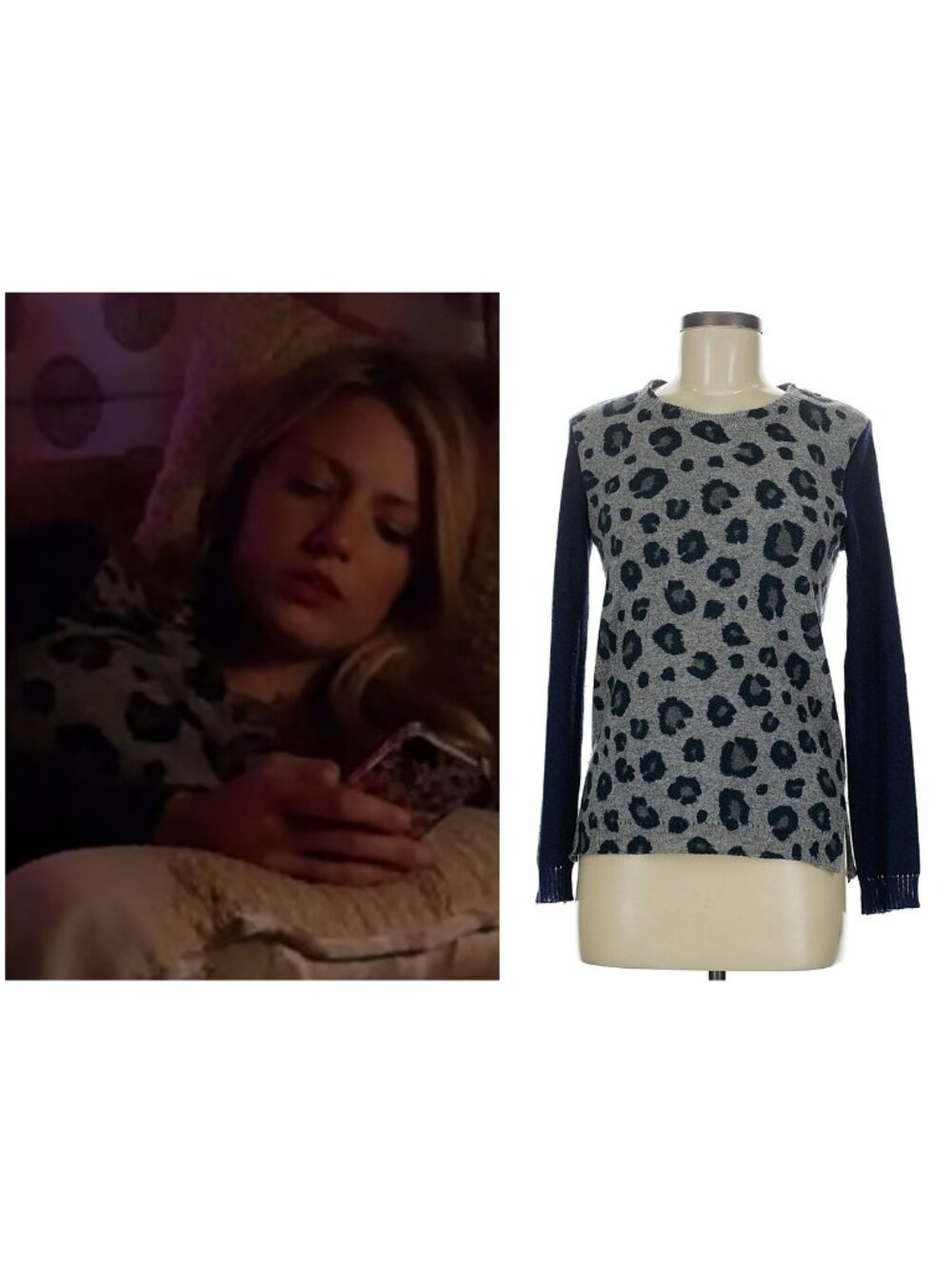 ASO SERENA VAN DER WOODSEN GOSSIP GIRL Leopard Print Sweater EUC RARE LUXURY Y2K
